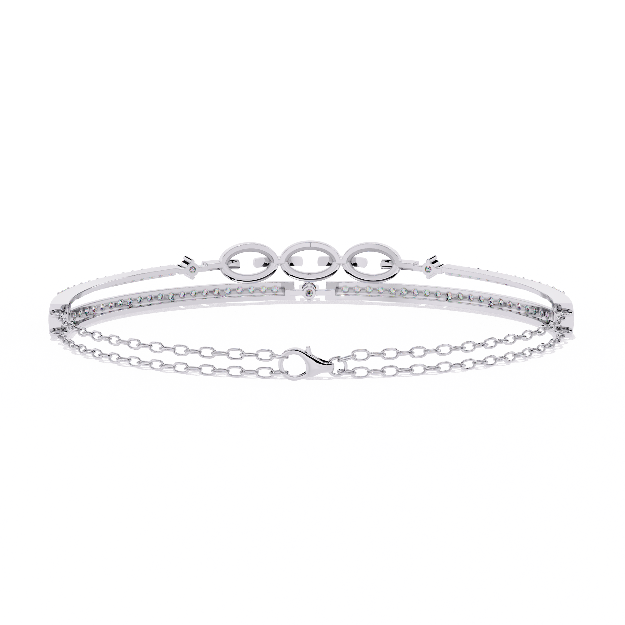 Solitairekart 0.86ct Double Row Diamond and Gold Chain Link Bracelet-HI Color, VS-SI Clarity